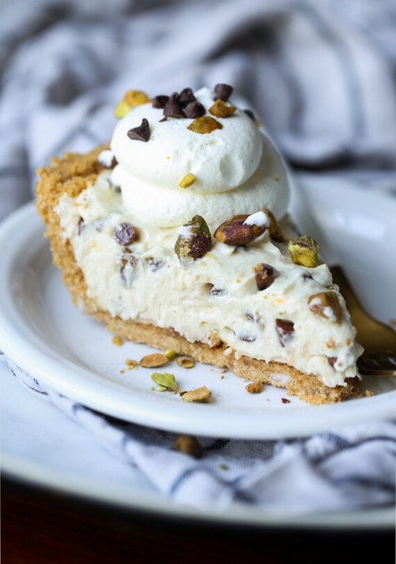 cannoli pie sliced on a plate