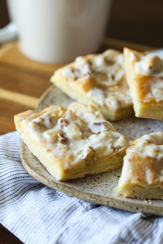 Sliced Danish Kringle sliced on a plate