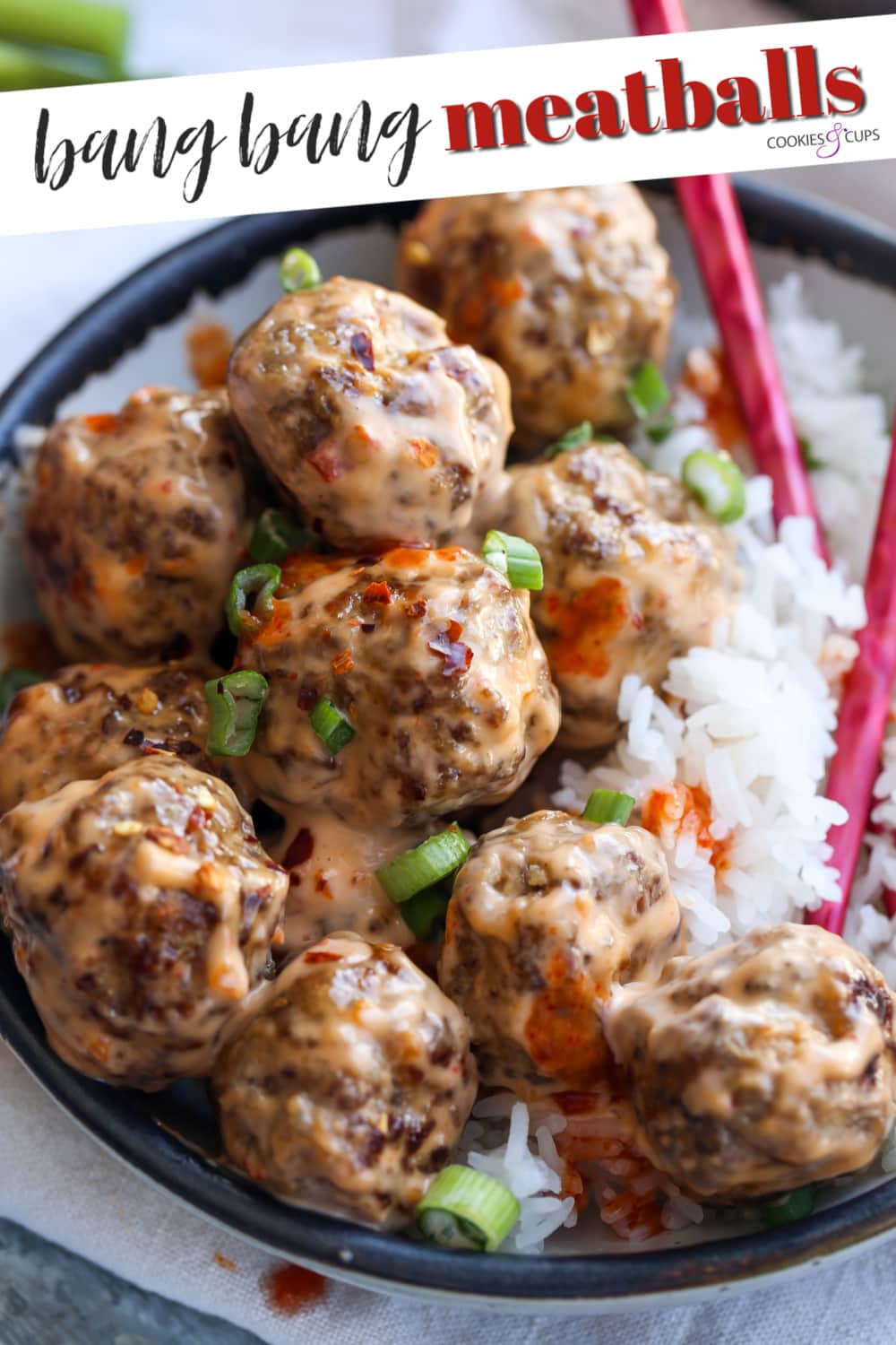 Sweet and Spicy Bang Bang Meatballs | Cookies and Cups