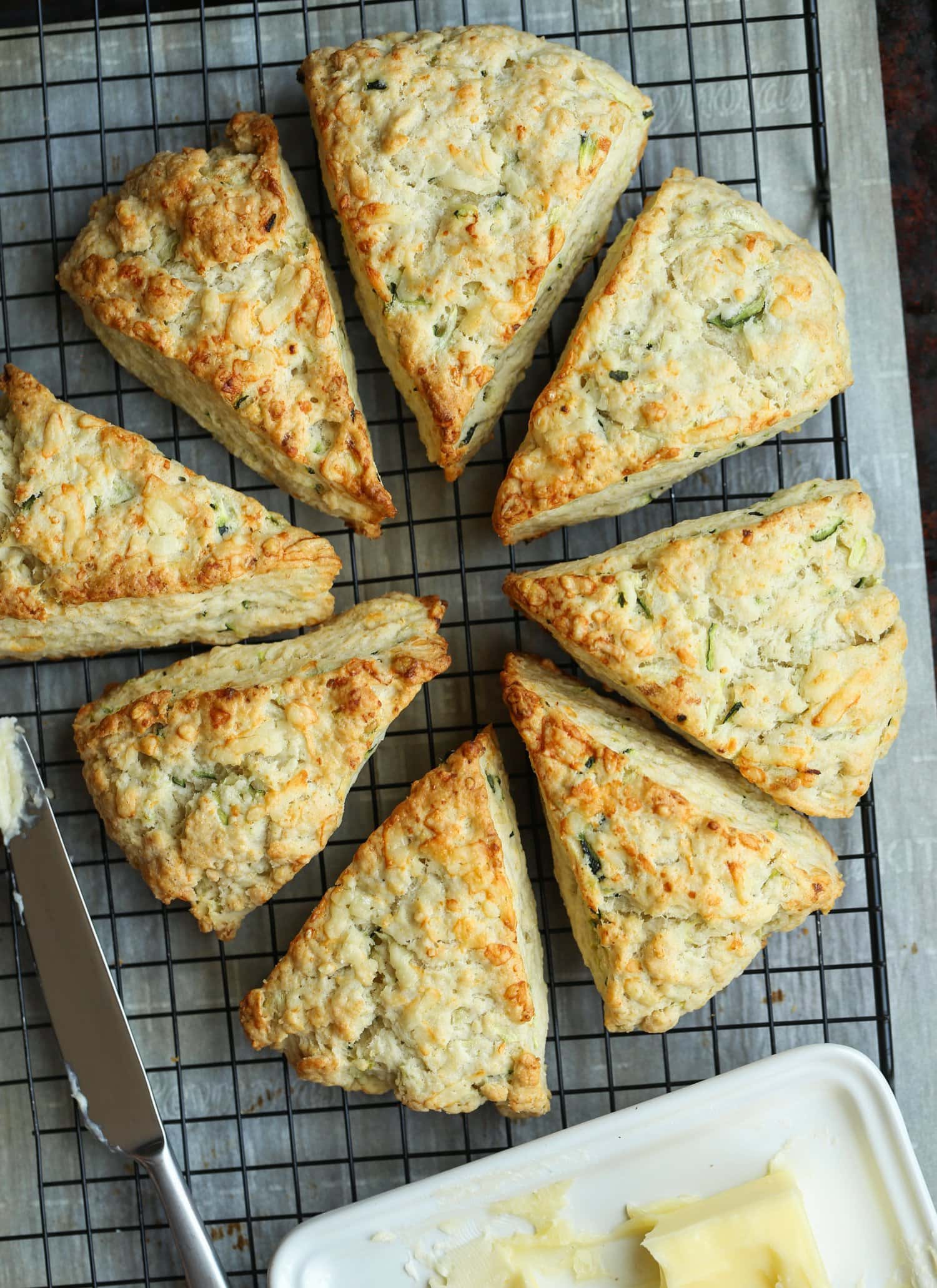 Tender Zucchini Cheddar Scones Cookies and Cups