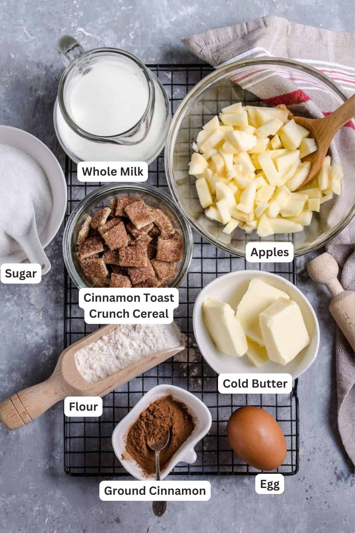 Ingredients for Apple Pie Bars.