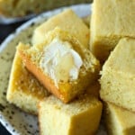 Cornbread with butter and honey.