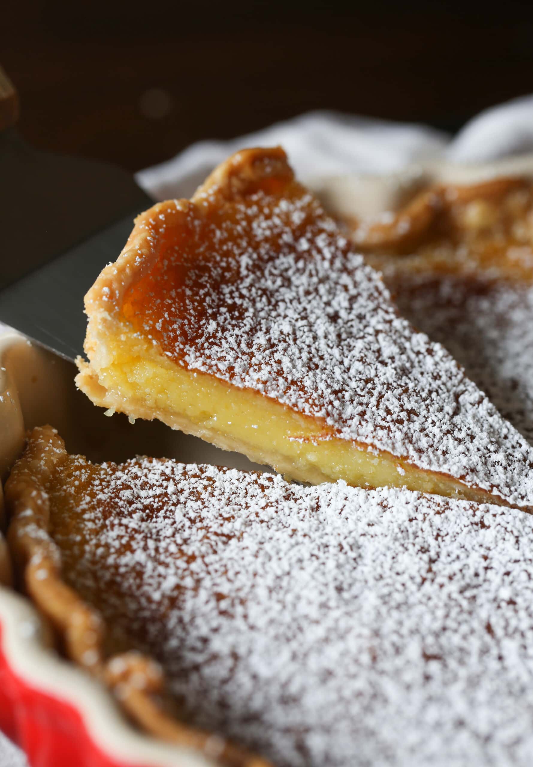 serving a slice of chess pie