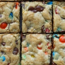 Brown Butter M&M Cookie Bars - Baking With Butter