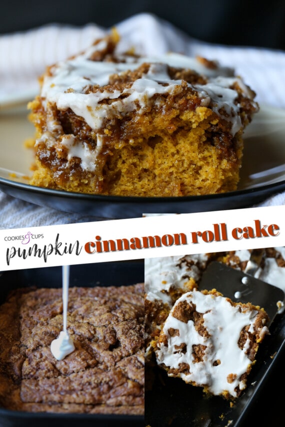 Easy Pumpkin Cinnamon Roll Cake Pinterest Image