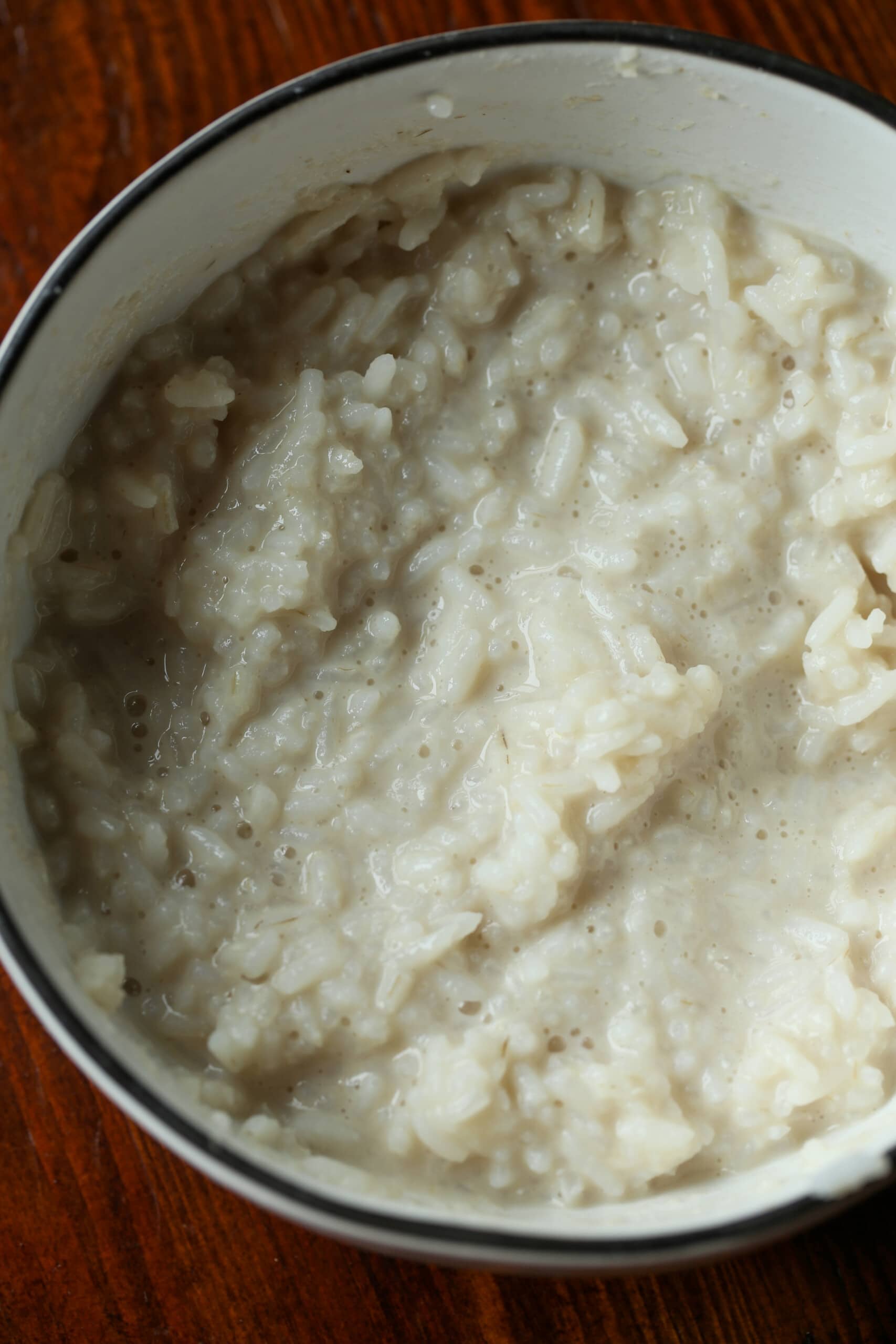 rice mixture with yeast for rice fritters