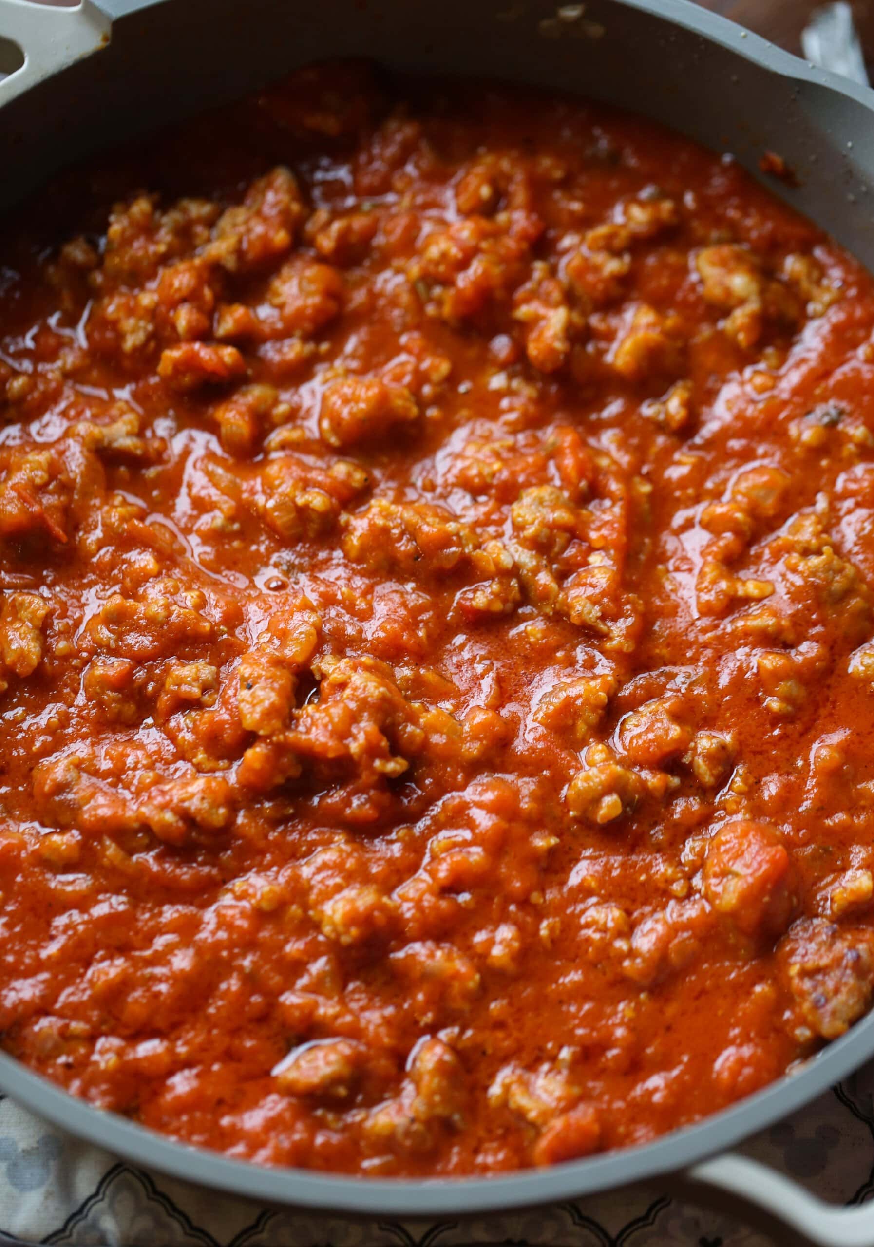 Italian sausage combined with marinara for the meat sauce.