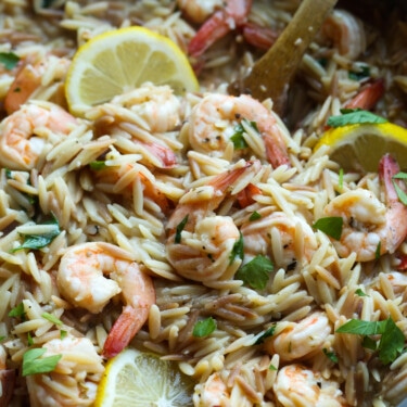 Easy Lemon Shrimp Orzo Recipe | Cookies and Cups