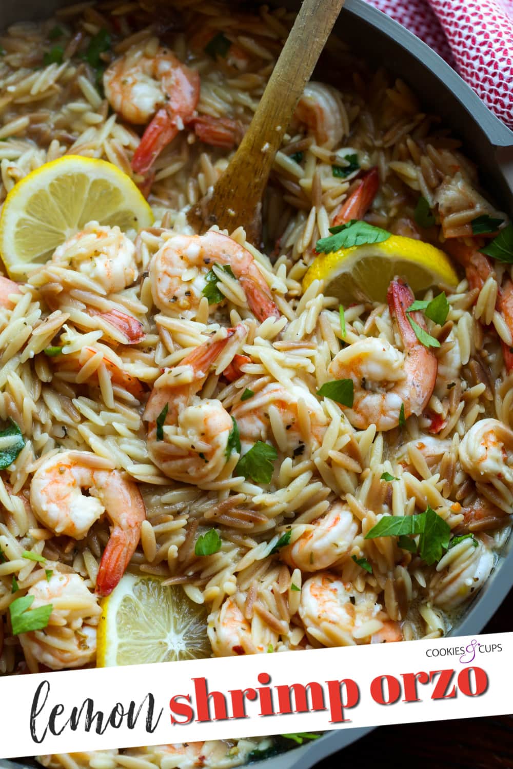 shrimp and orzo pinterest image