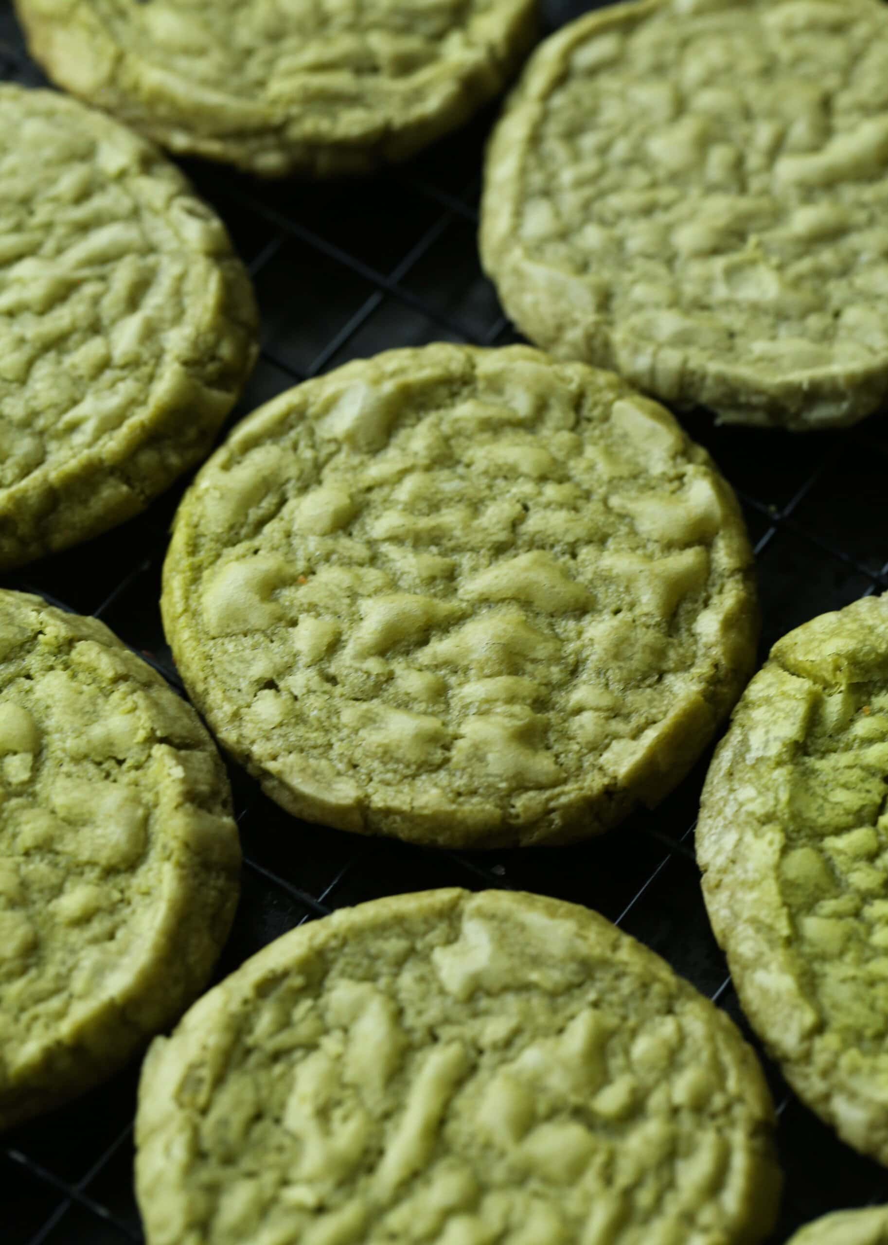 Matcha Shortbread in a cooling rack