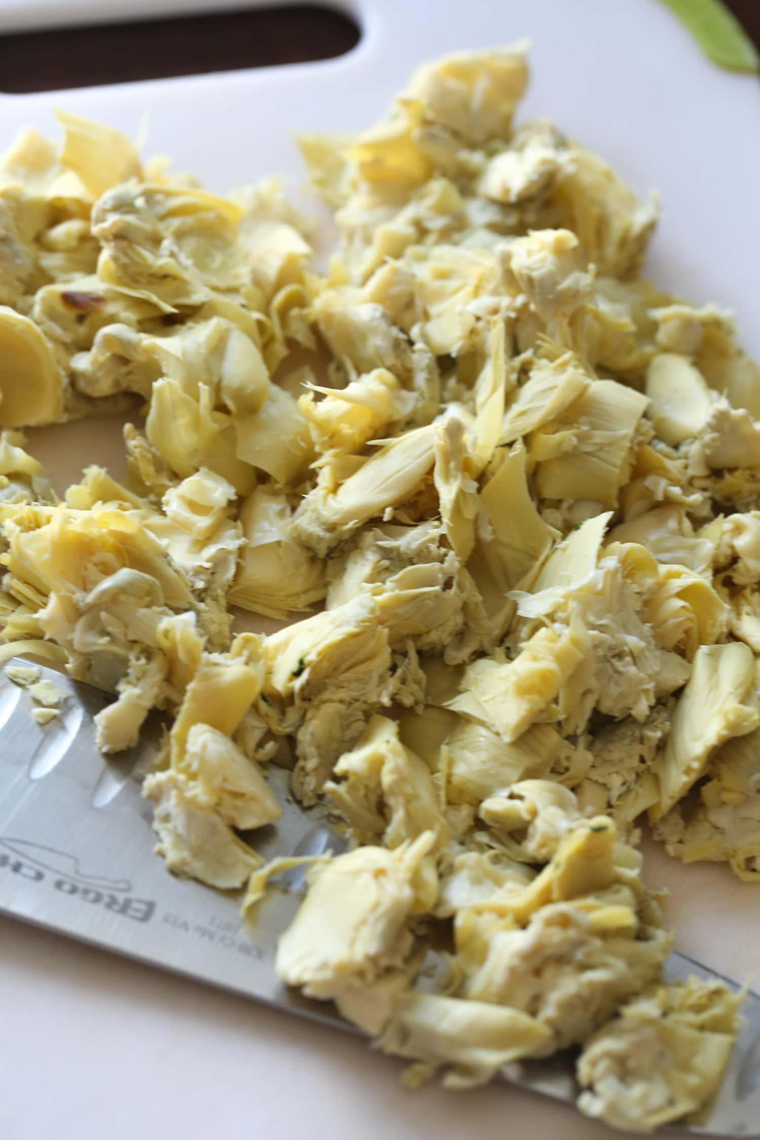 Chopped artichoke hearts.