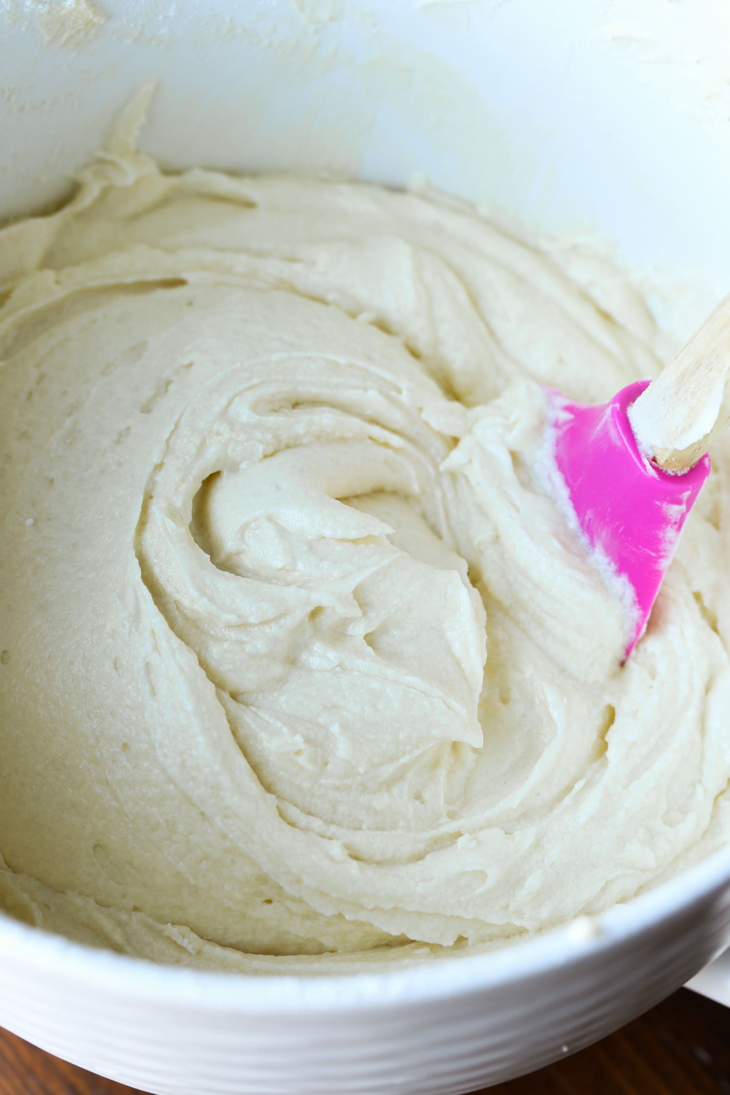 7UP cake batter in a mixing bowl.