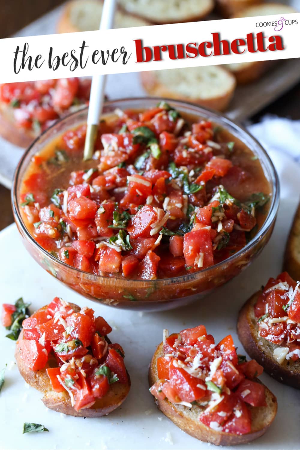 Pinterest image for the best bruschetta.