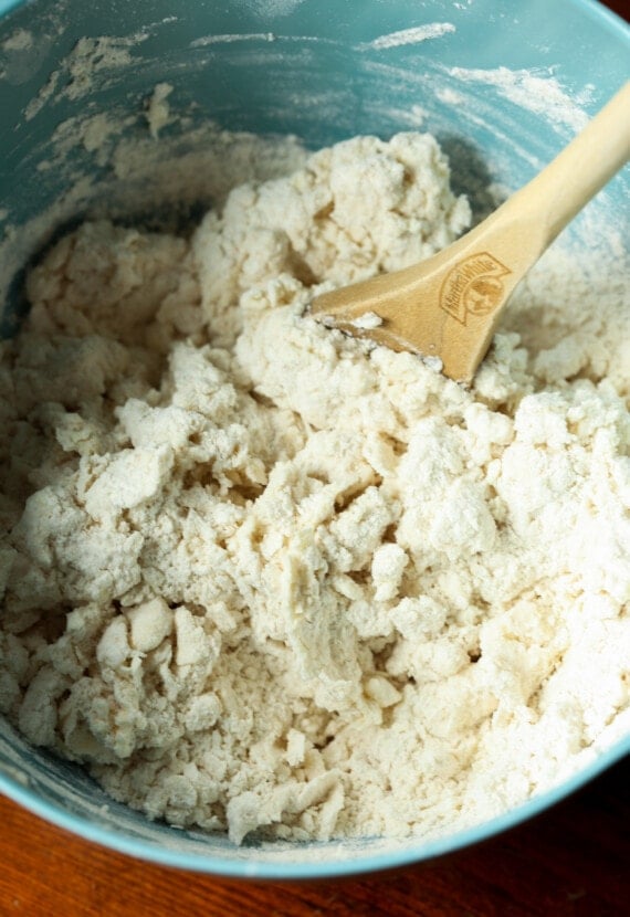Mixing biscuit dough