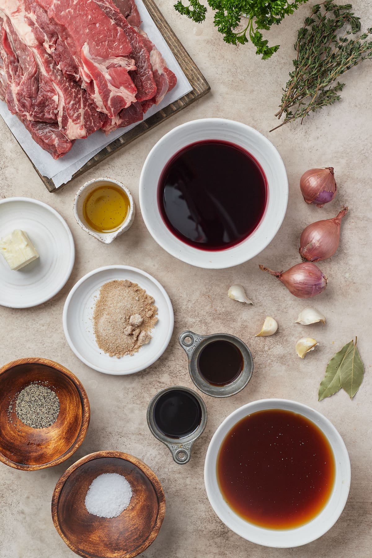 The ingredients for Instant Pot short ribs.