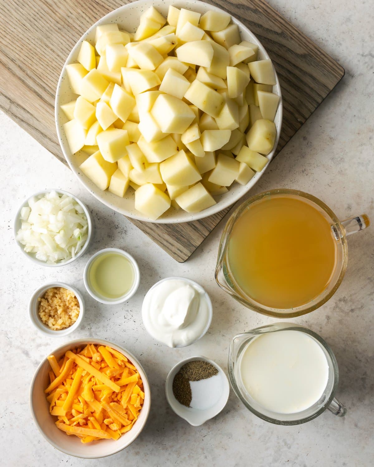 The ingredients for Instant Pot potato soup.