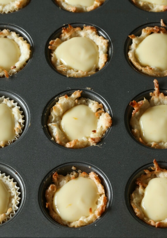 mini coconut crusts filled with lemon filling