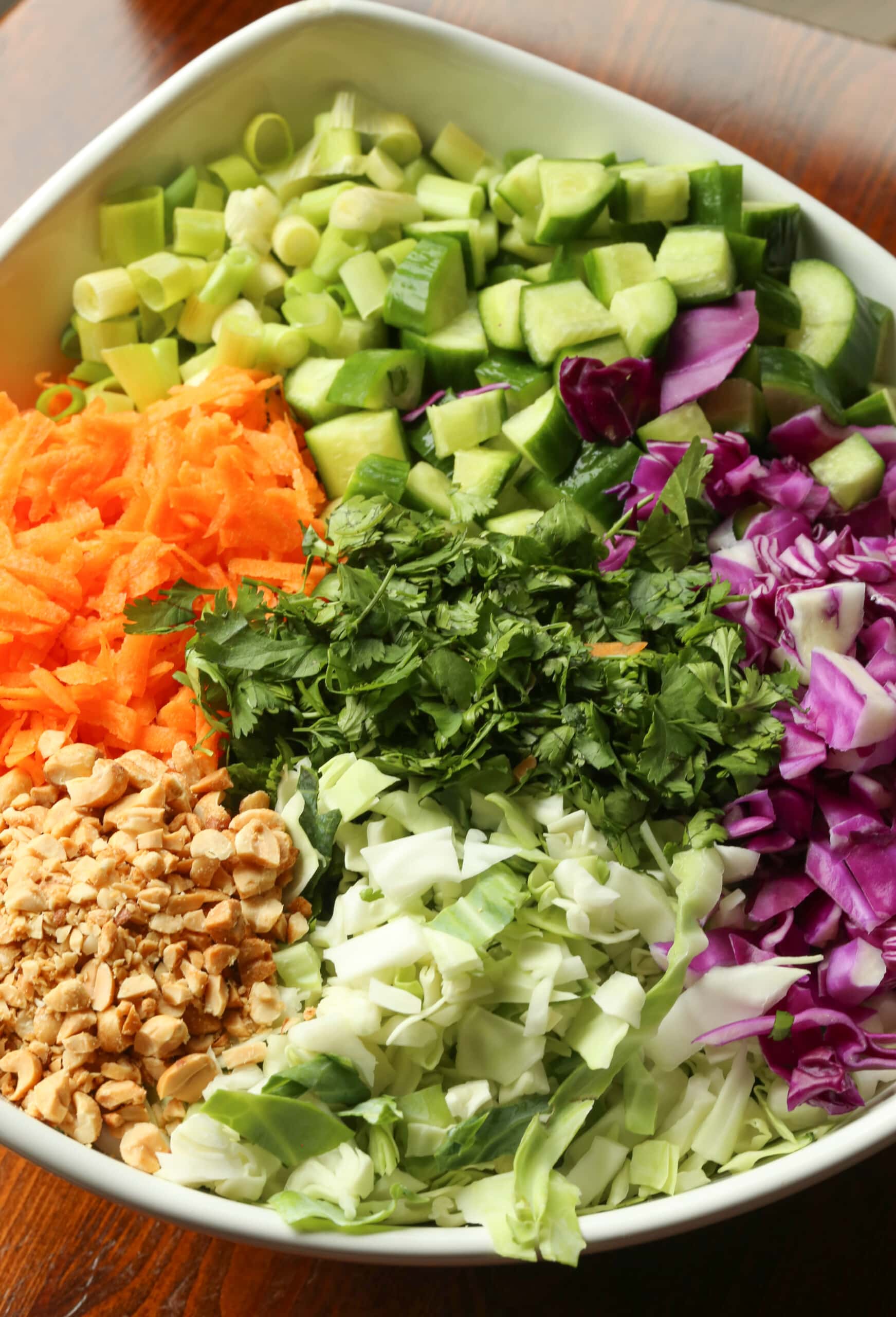 Chopped Rainbow Salad Bowls with Peanut Sauce