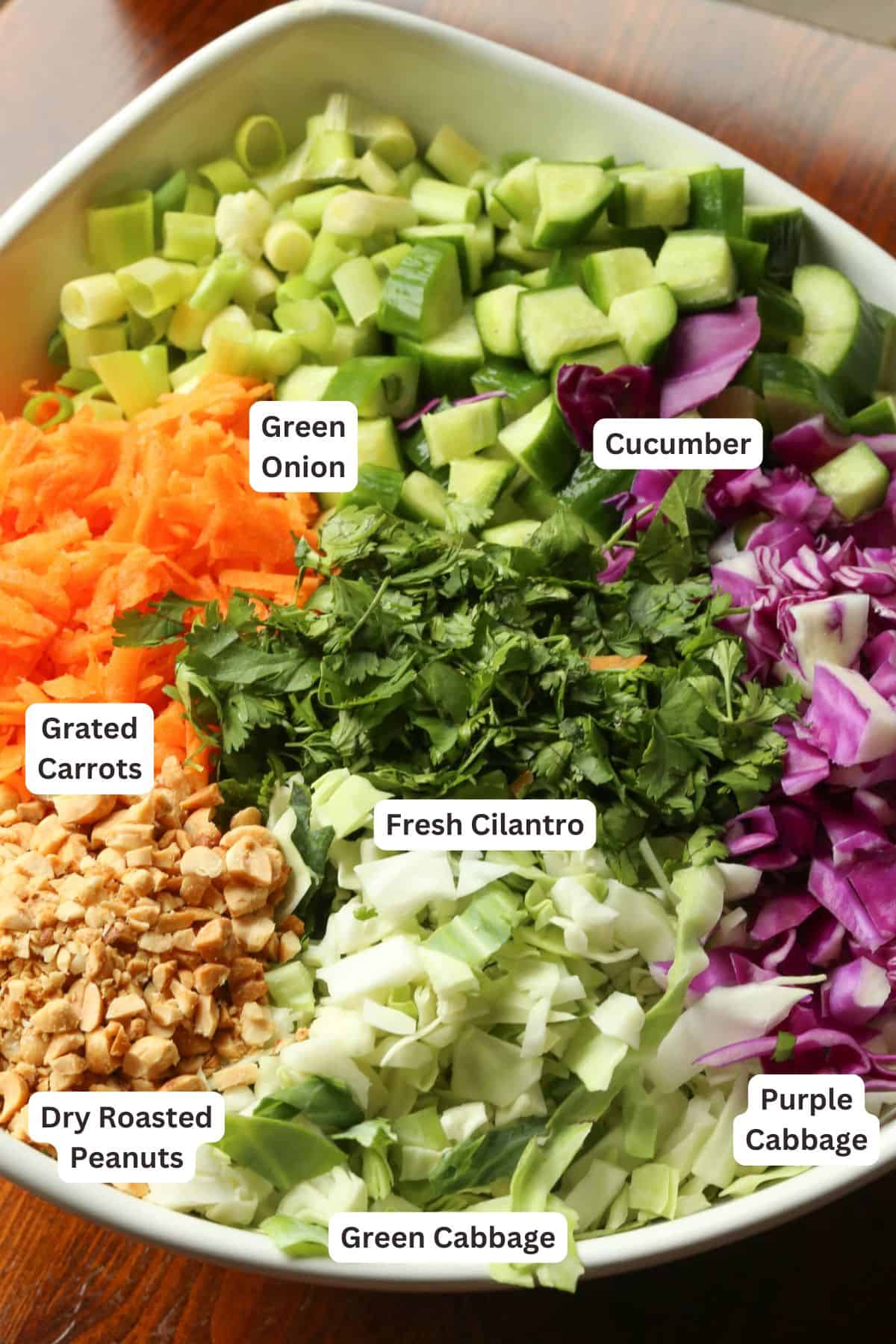 Ingredients for Rainbow Crunch Salad.