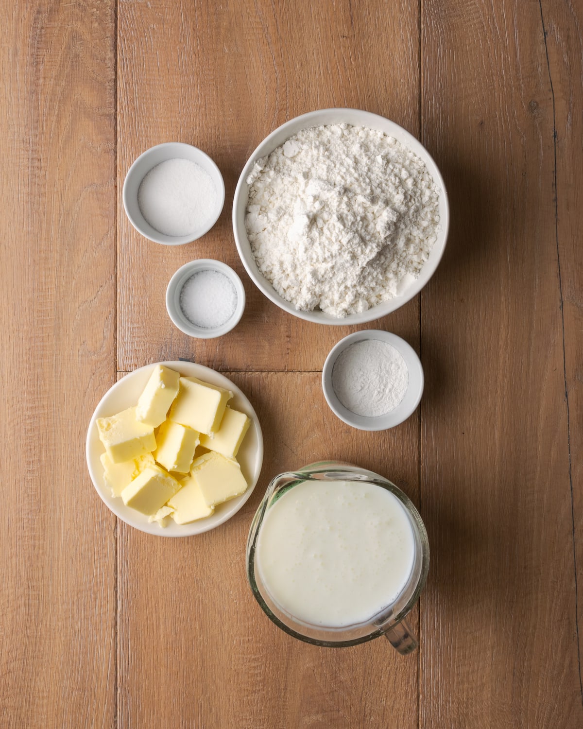 The ingredients for butter swim biscuits.