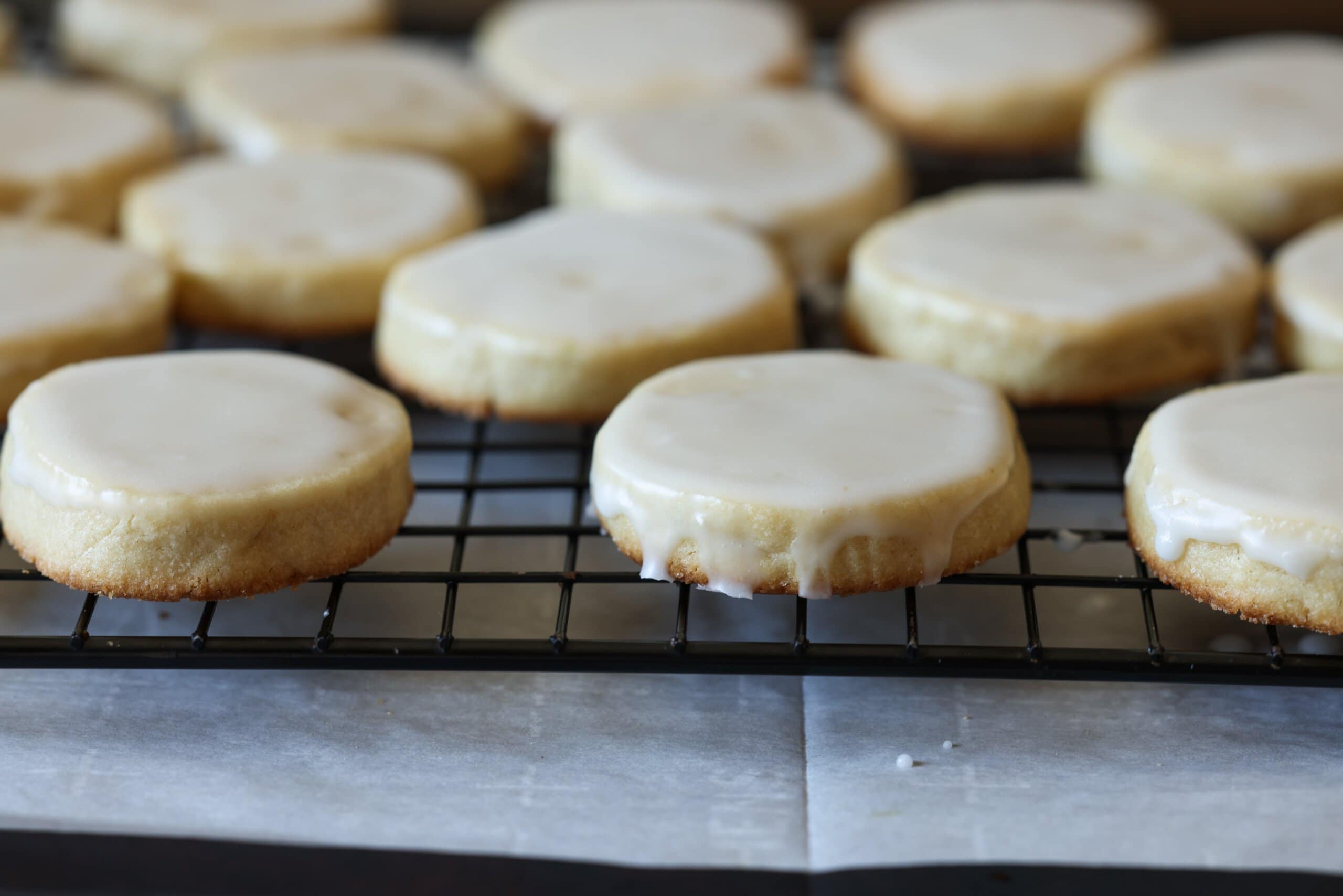 shortbread cookies dipped in icing