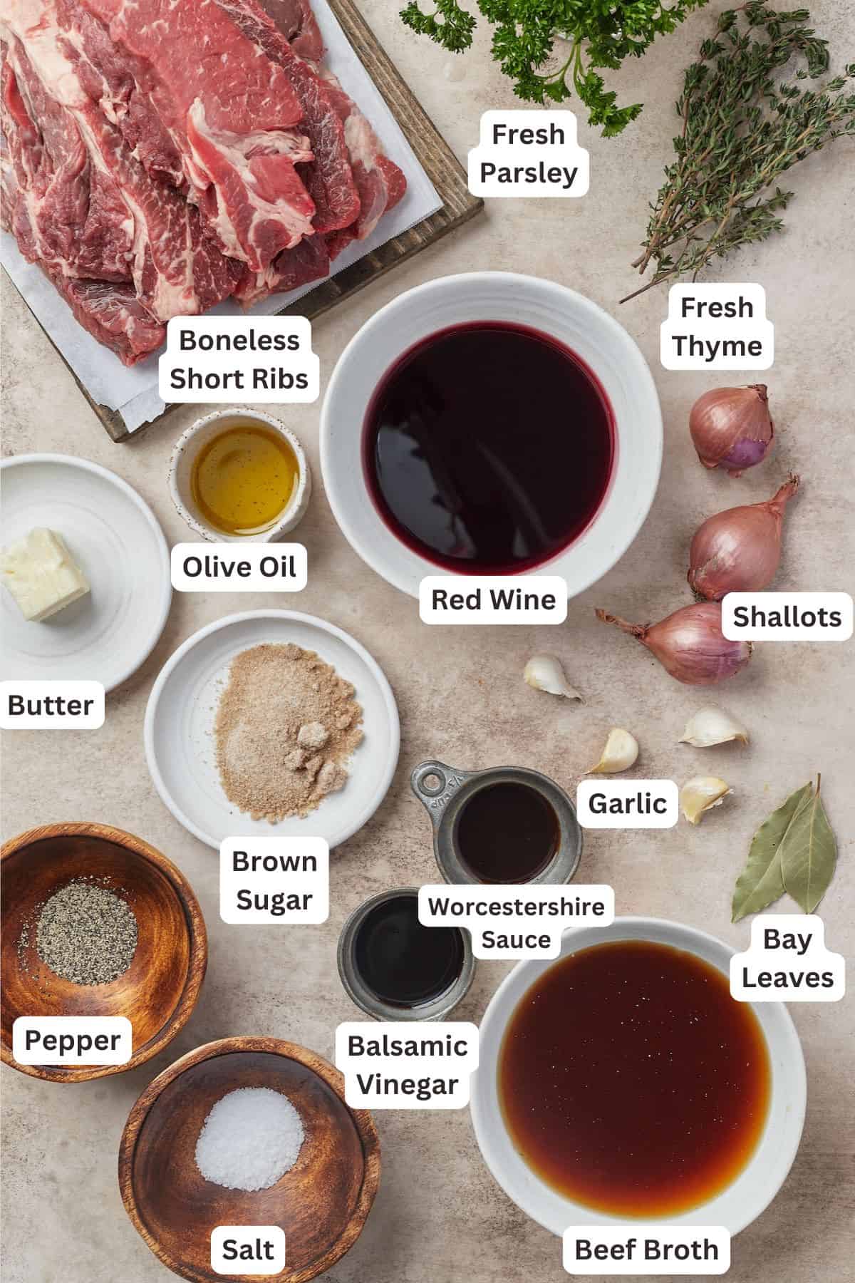 Ingredients for Instant Pot Short Ribs.