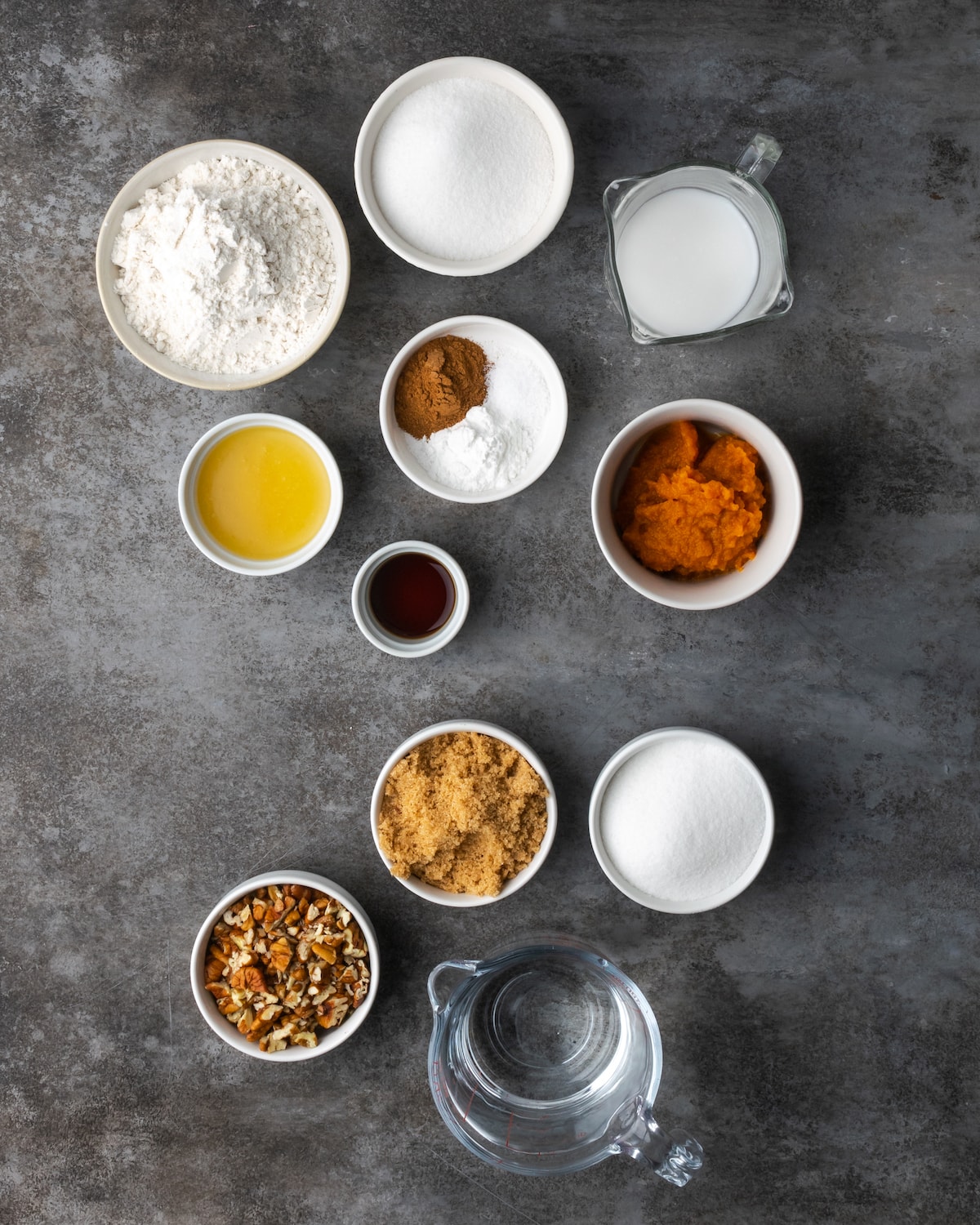 The ingredients for homemade pumpkin cobbler.