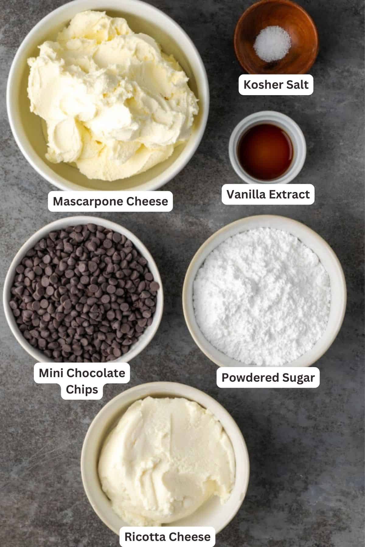 Ingredients for Cannoli Cake.