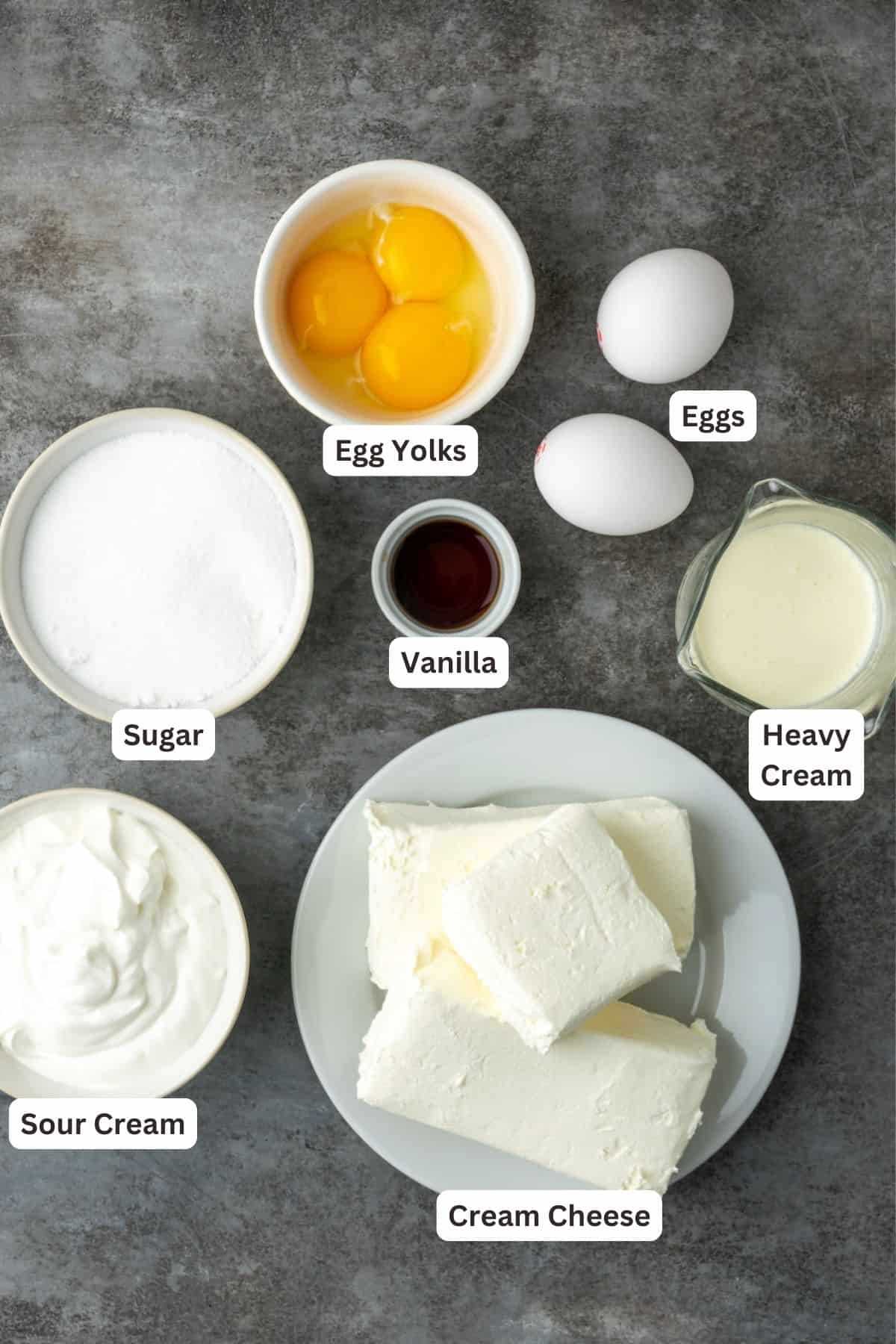 Ingredients for Sour Cream Cheesecake.