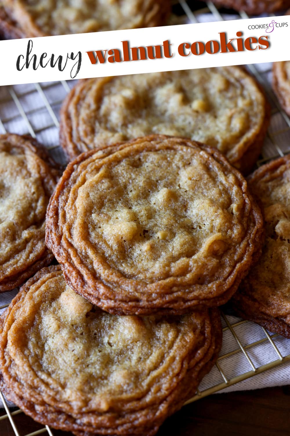 Chewy Walnut Cookies Pinterest image