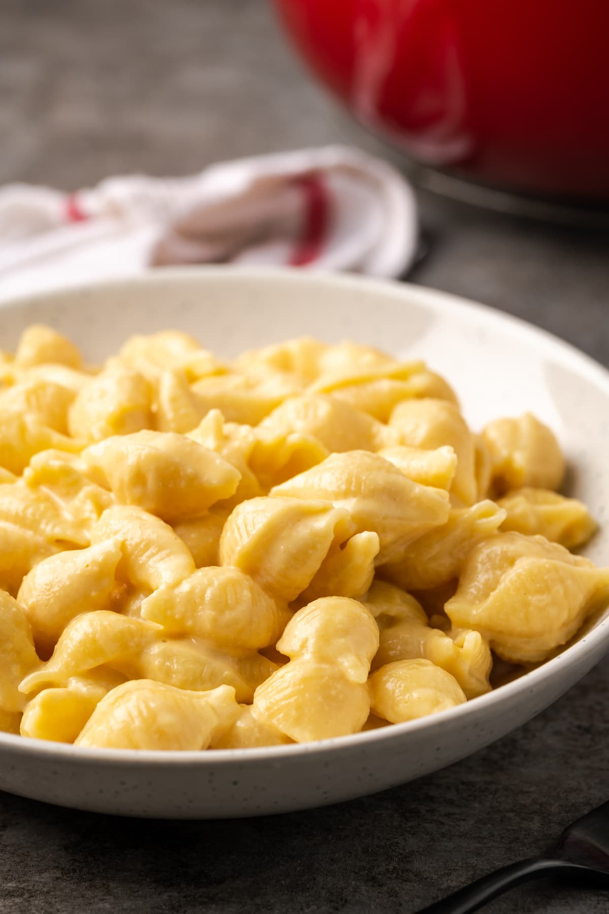 A bowl of stovetop mac and cheese.