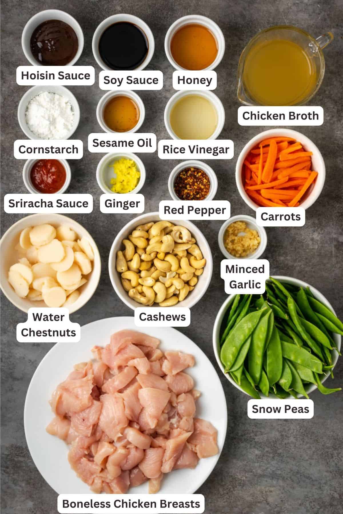 Ingredients for Cashew Chicken.