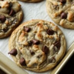 Copycat Crumbl Cookie with milk chocolate chips