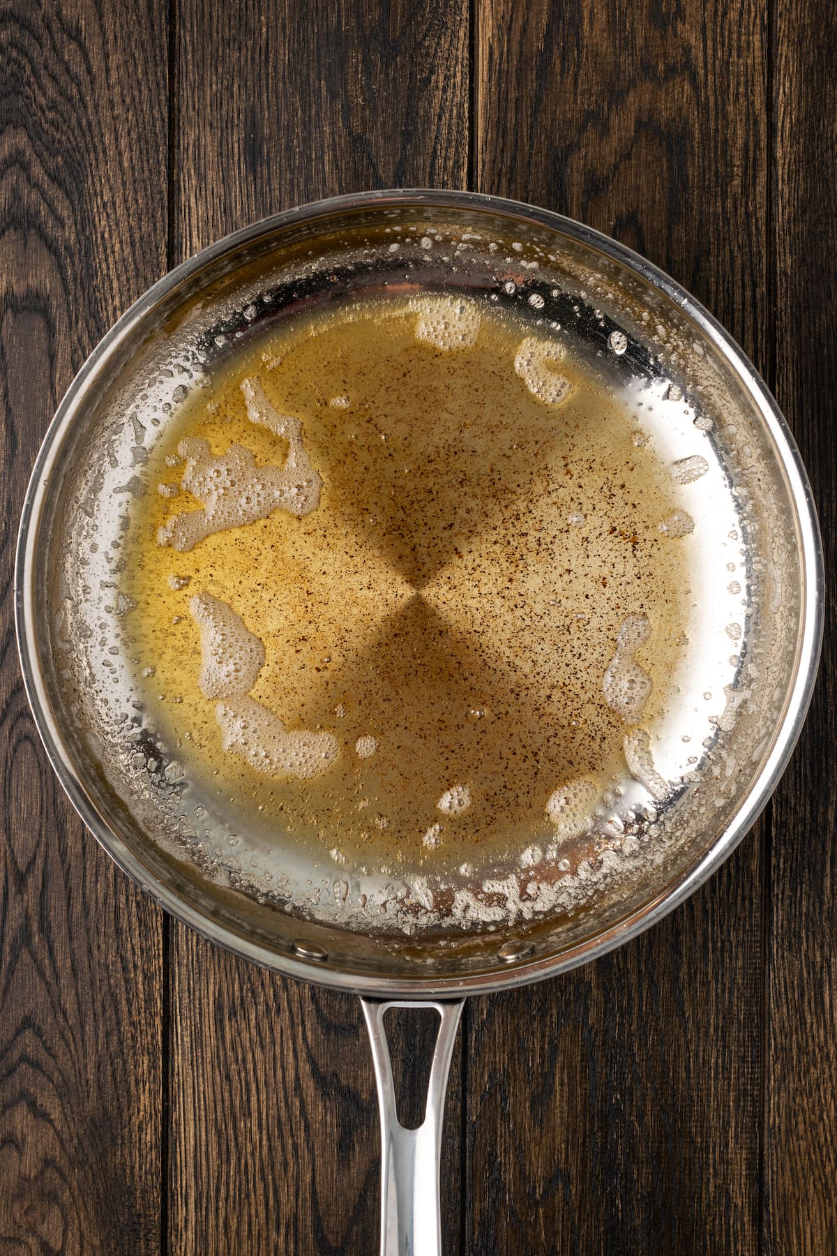 Butter browning in a skillet.