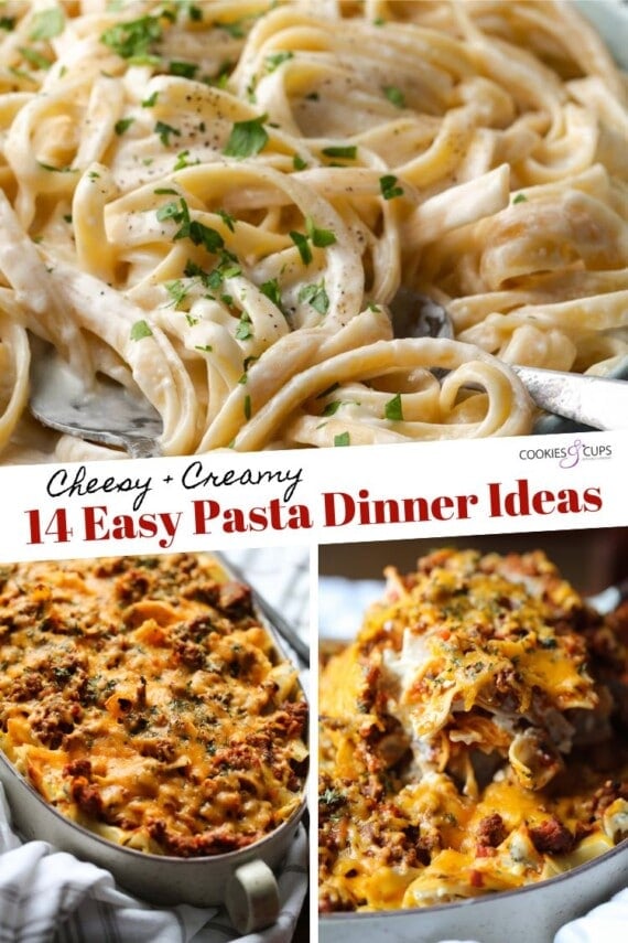 Collage of creamy pasta dinner ideas