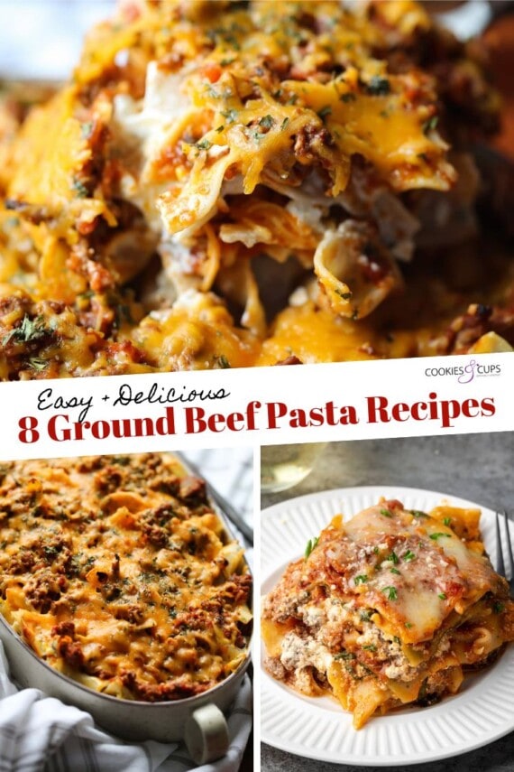 Collage of ground beef pasta recipes