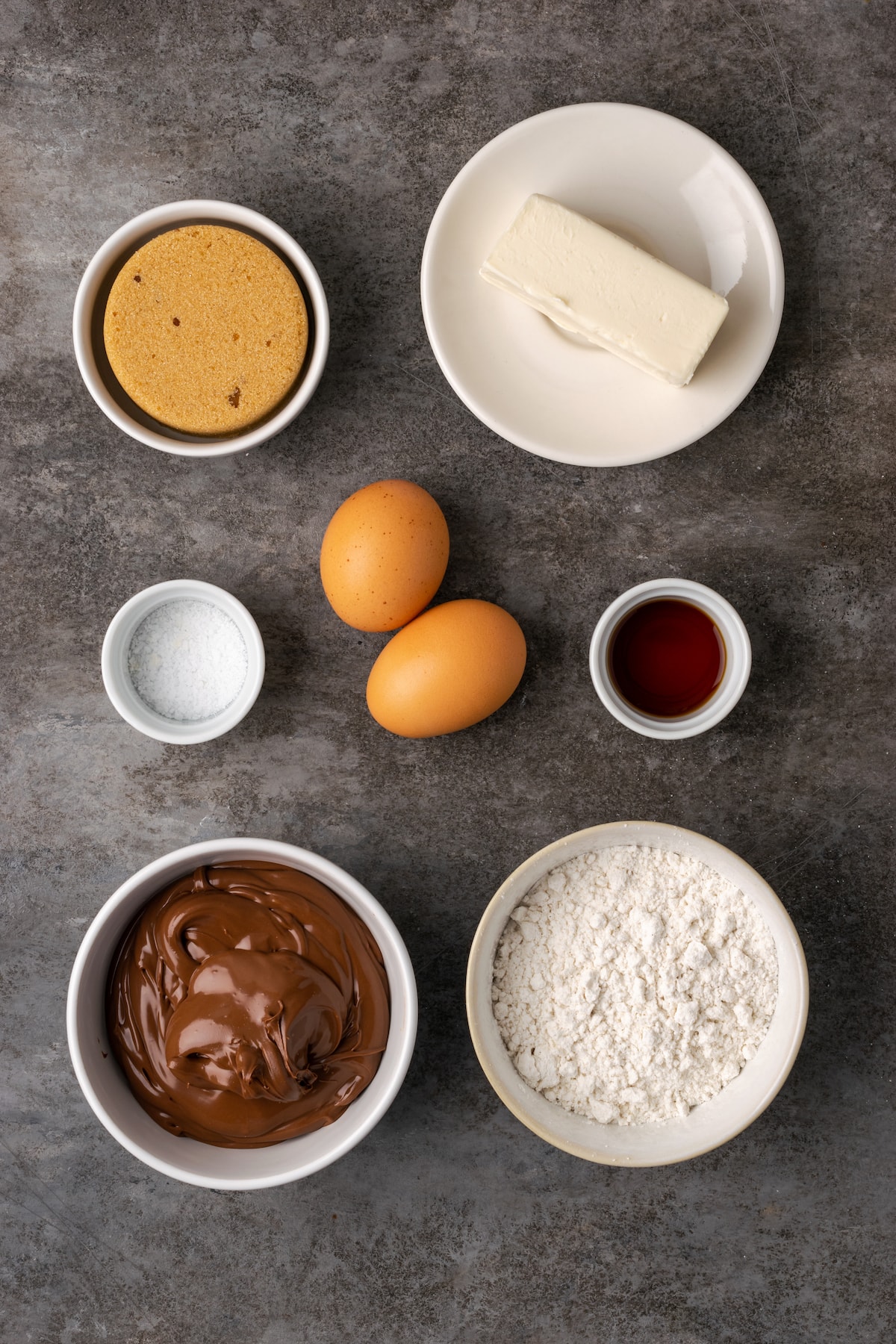 Ingredients for homemade Nutella brownies.