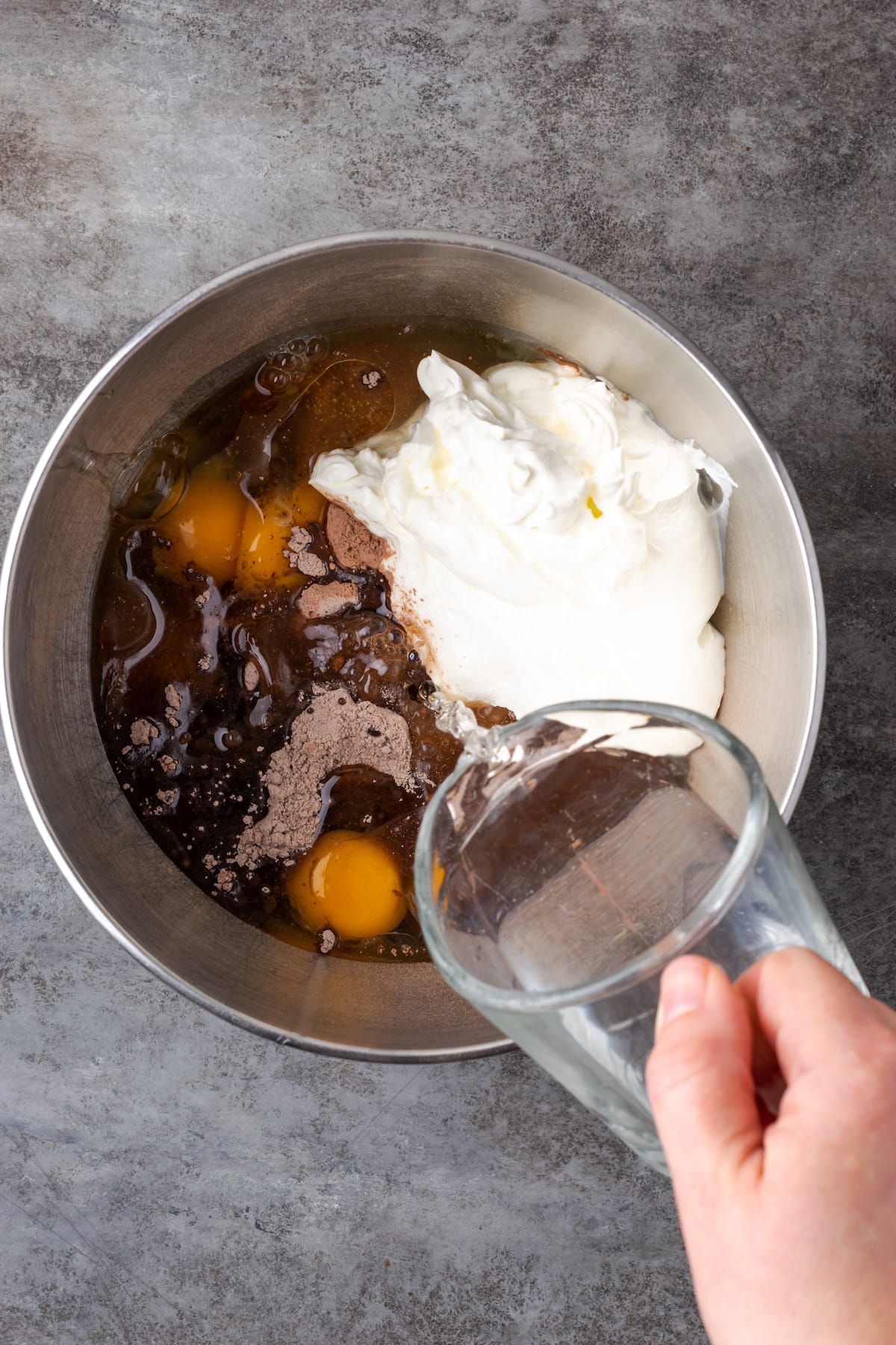 Ingredients for chocolate pudding cake.