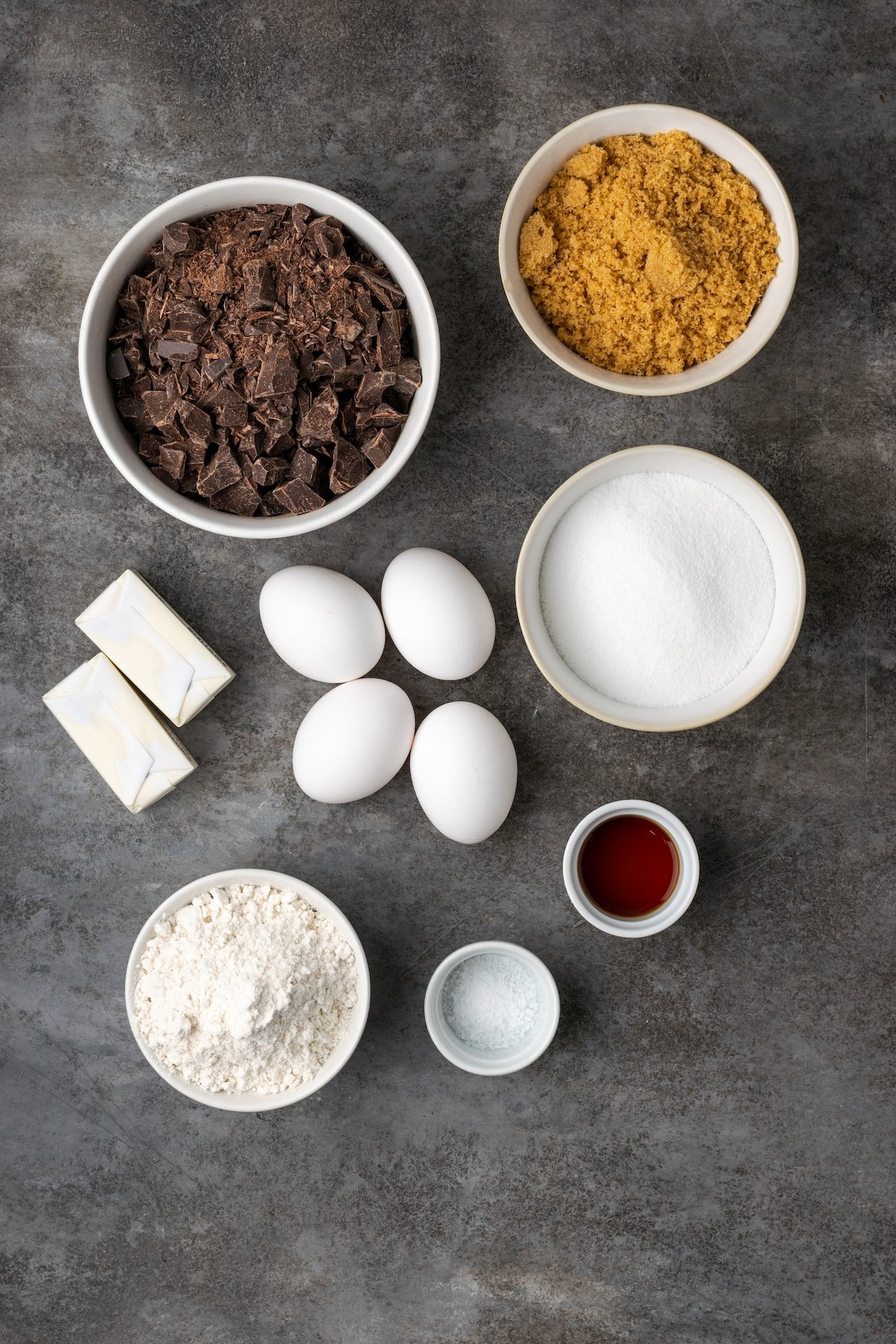The ingredients for the brownie layer.