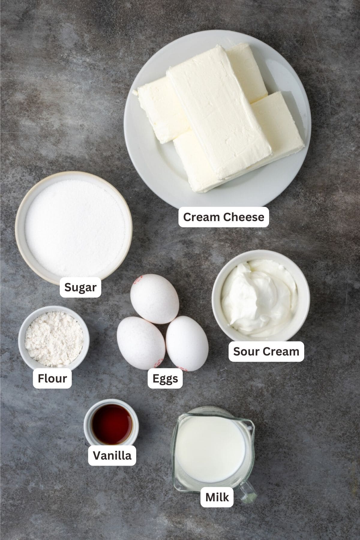 Ingredients for Banana Blondie Cheesecake.