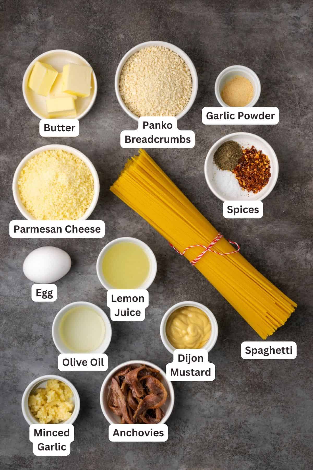 Ingredients for Creamy Caesar Pasta.