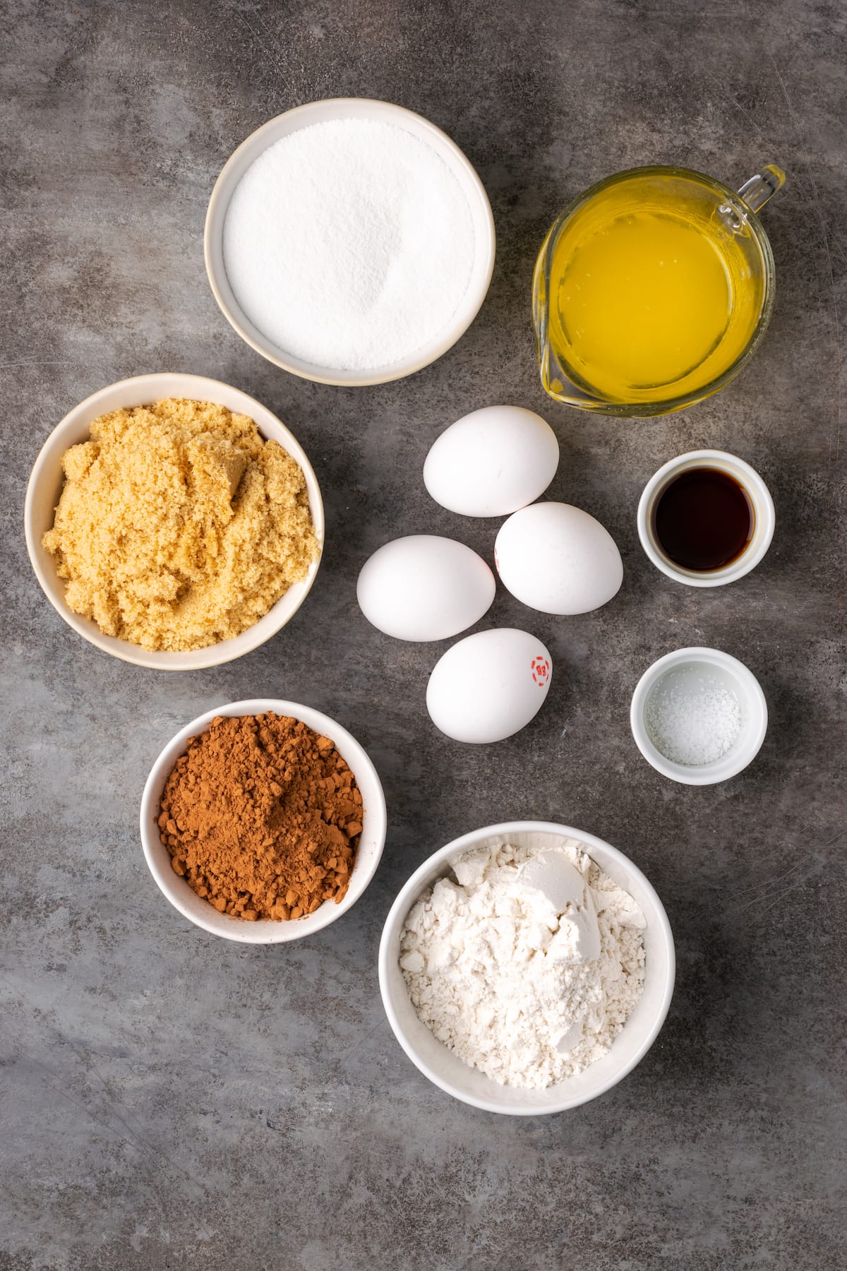 The ingredients for coconut brownies.