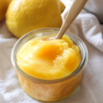 Chilled Homemade Lemon Curd in a glass jar