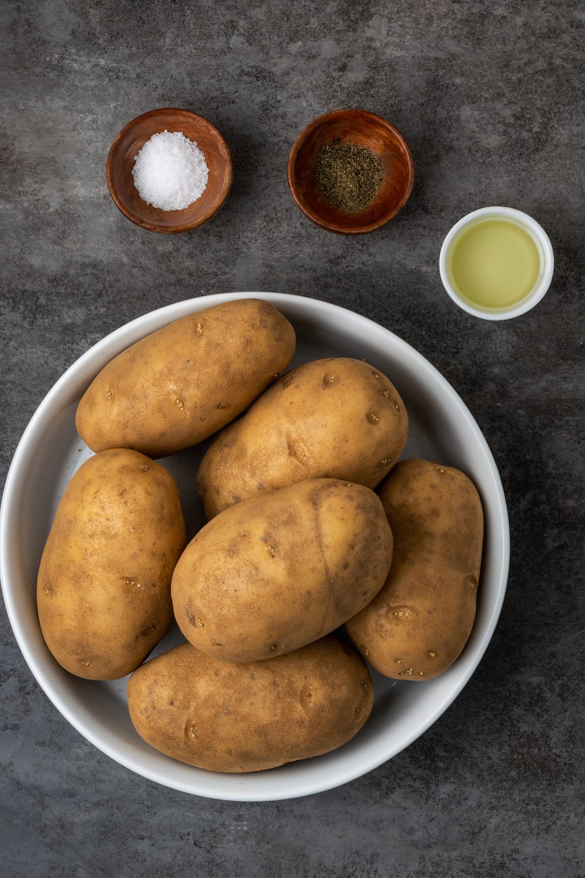 The ingredients for crock pot baked potatoes.