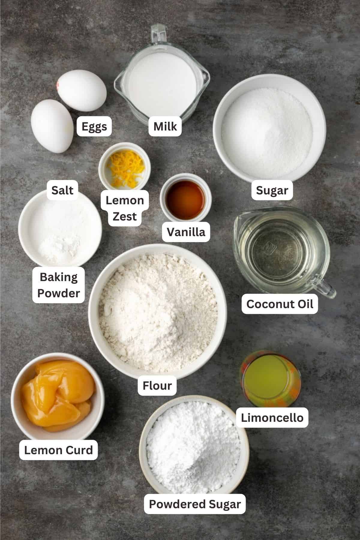 Ingredients for Lemon Pound Cake.