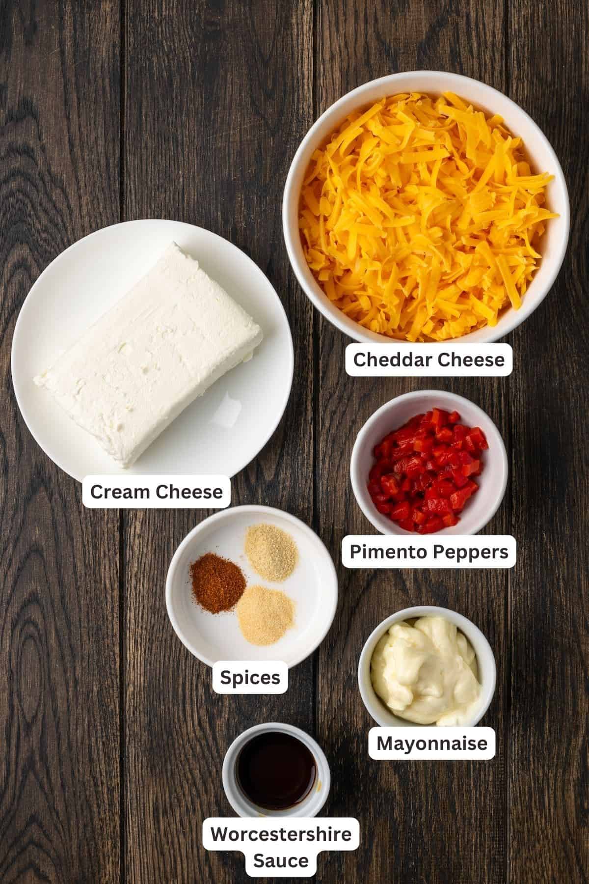 Ingredients for Pimento Cheese.