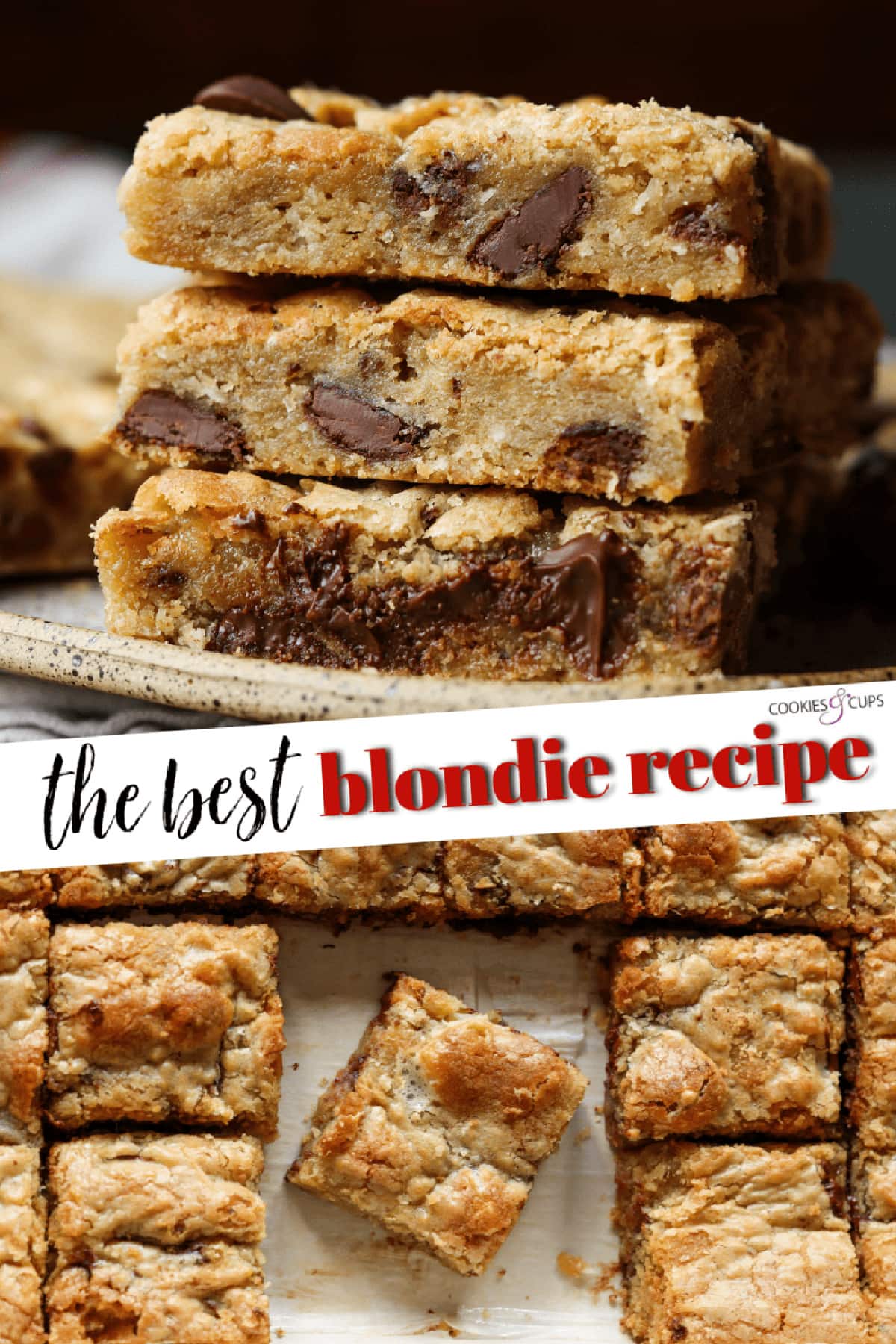 Blondies recipe Pinterest image collage with text