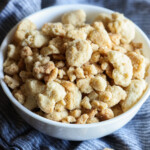 Baked streusel topping in a bowl