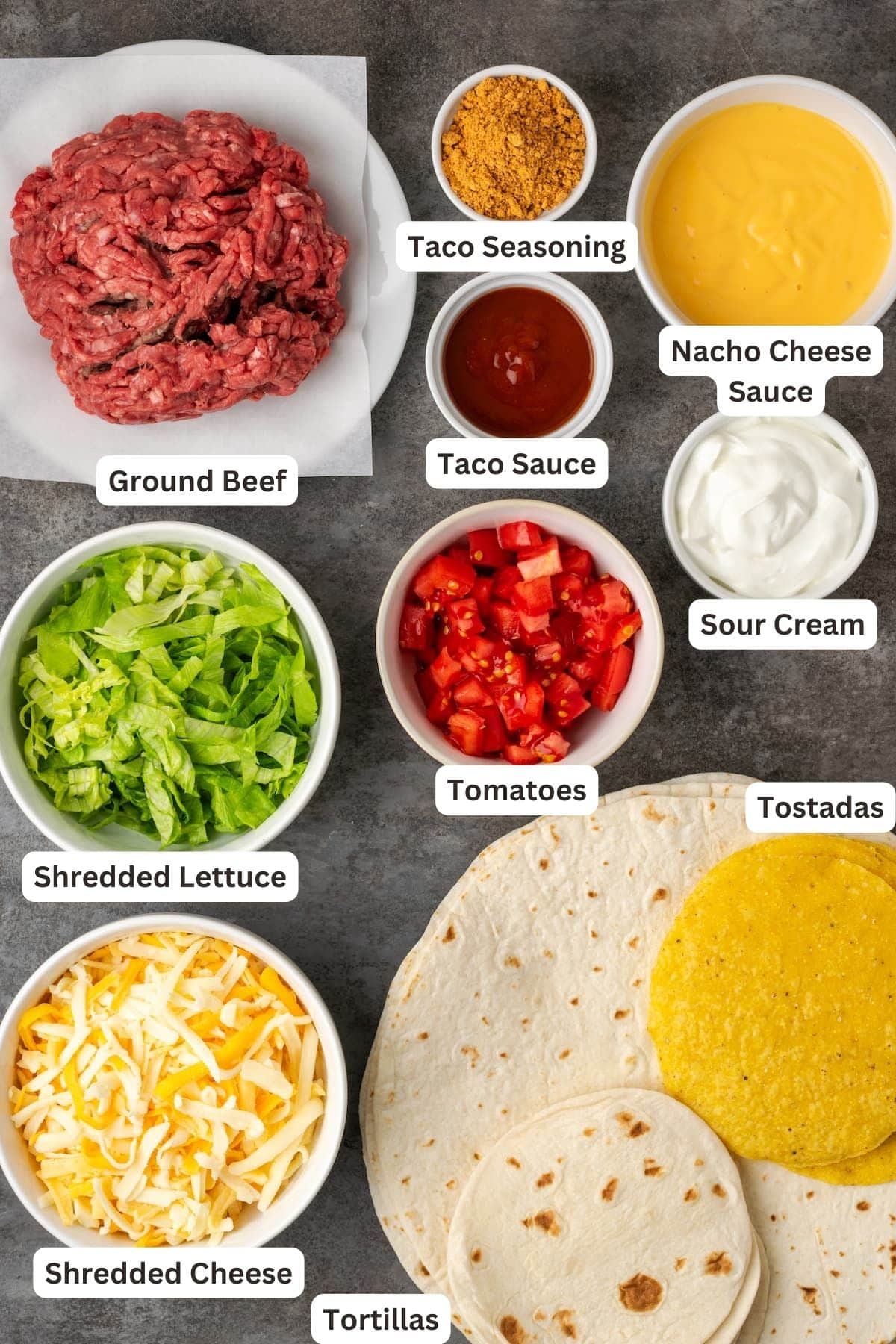 Ingredients for Crunch Wraps recipe.