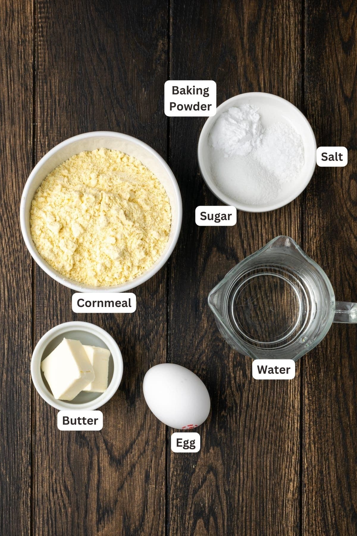 Ingredients for Hot Water Cornbread recipe.
